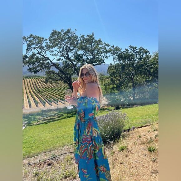 NWT FARM Rio Blue Banana Midi Dress Size S - Picture 16 of 16